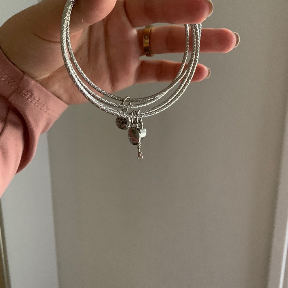 Silver bangle bracelets with charms